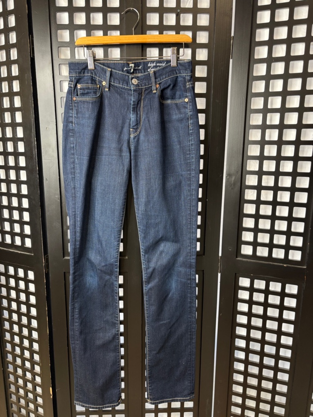 💙 7 For All Mankind Straight Leg Jeans Women's Dark Wash High Rise Premium 💙